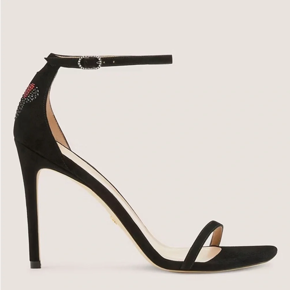 Stuart Weitzman x Disney Swarovski  black Nudistcurve 100 sandal heels - Picture 2 of 10